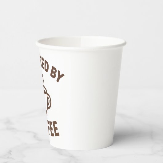 Funny Coffee Mok - "Powered by Coffee" Ontwerp Papieren Bekers (Links)