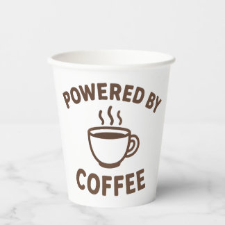 Funny Coffee Mok - "Powered by Coffee" Ontwerp Papieren Bekers