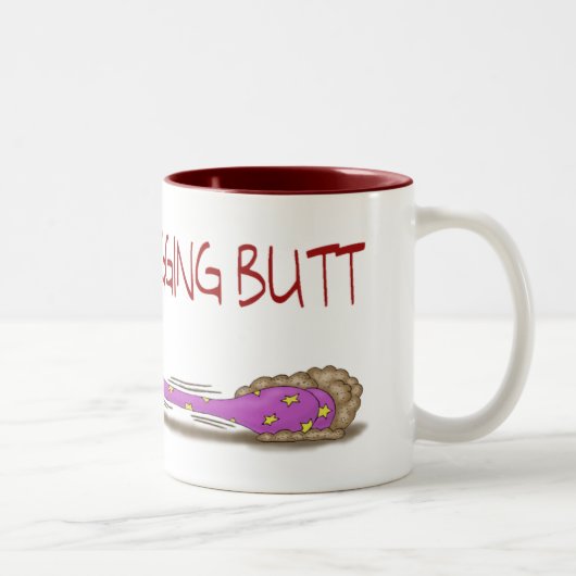 Funny Coffee Mok: Vrouw Dragging Butt Tweekleurige Koffiemok (Rechts)