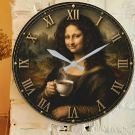 Funny Coffee Mona Lisa Grote Klok