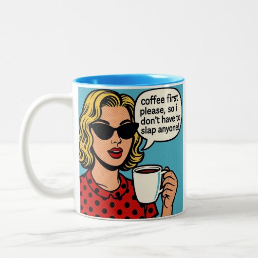 Funny coffee mug  tweekleurige koffiemok (Links)
