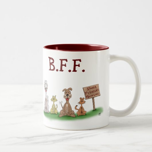 Funny Coffee Mugs: Beste vrienden Forever Tweekleurige Koffiemok (Rechts)