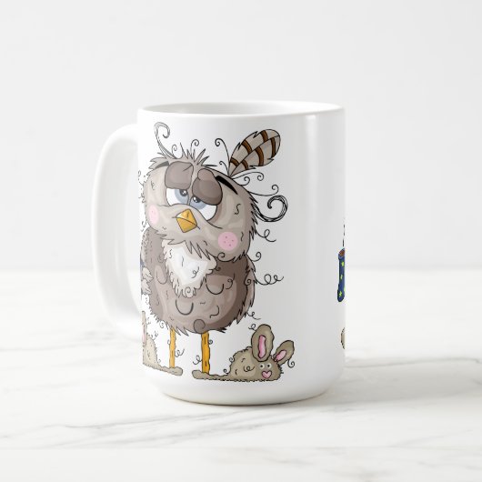 Funny Coffee Mugs - Sleepy Owl Wke Up Mok - Gifts (Voorkant links)