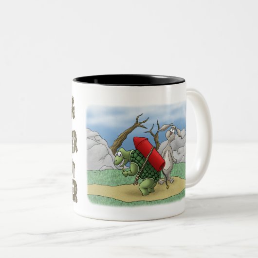Funny Coffee Mugs: Werkster Tweekleurige Koffiemok (Voorkant rechts)