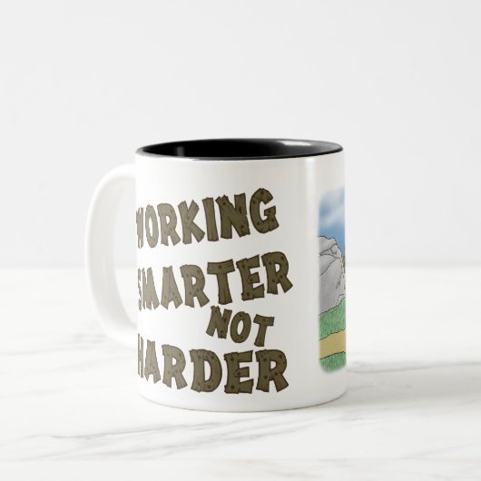 Funny Coffee Mugs: Werkster Tweekleurige Koffiemok (Voorkant links)