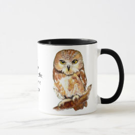 Funny Coffee, No Quitter, Quote Cute Owl Mok