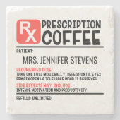 Funny Coffee Prescription Persoonlijke naam Stenen Onderzetter (Voorkant)