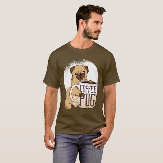 Funny Coffee PUG Hondenliefhebbers Graphic Cartoon T-shirt (Voorkant volledig)