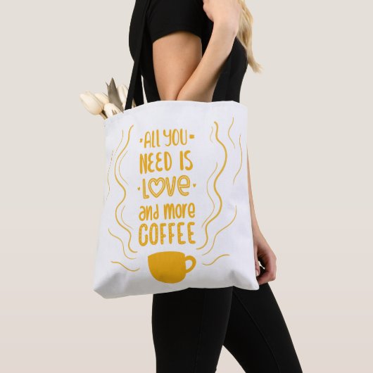 Funny Coffee Quote Caffeine Lover Addication Quote Tote Bag (Dichtbij)