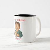 Funny Coffee Quote Cartoon Tweekleurige Koffiemok (Voorkant rechts)