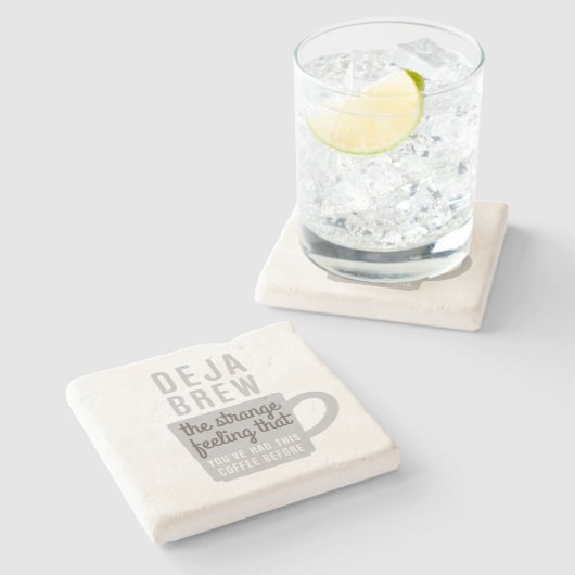 Funny Coffee Quote Deja Brew Stenen Onderzetter (Zijkant)