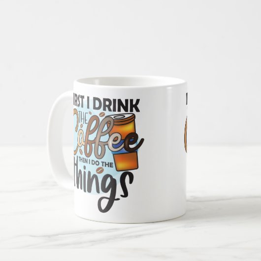 Funny Coffee Quote Typografie Koffiemok (Voorkant links)