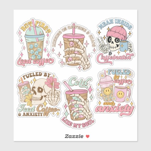 Funny Coffee Quote Vinyl Sticker Pack (Vel)