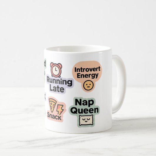 Funny Coffee & Snack Quote Mok (Voorkant rechts)