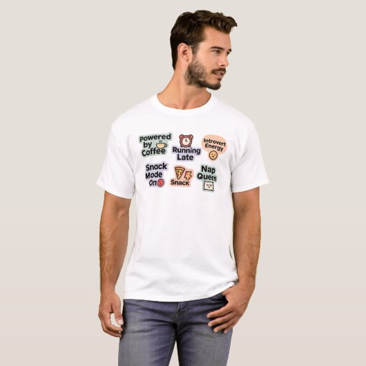 Funny Coffee & Snack Quote Mok T-shirt (Voorkant volledig)