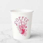 Funny Coffee Soulmate Skeleton Red Hearts Papieren Bekers (Achterkant)