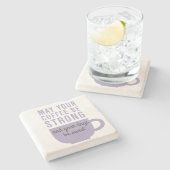 Funny Coffee Strong and Sweet Stenen Onderzetter (Zijkant)