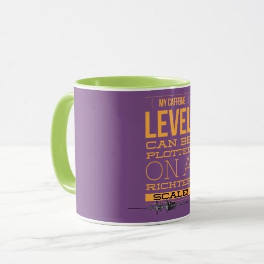 Funny Coffee Tea Mok "My Caffeine Level" (Voorkant links)