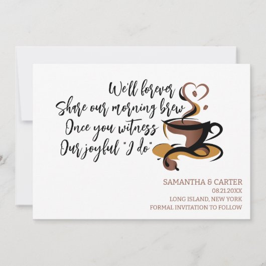 Funny Coffee the bruiloft Save the Date Design I Kaart (Voorkant)