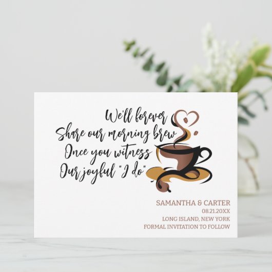 Funny Coffee the bruiloft Save the Date Design I Kaart (Staand voorkant)