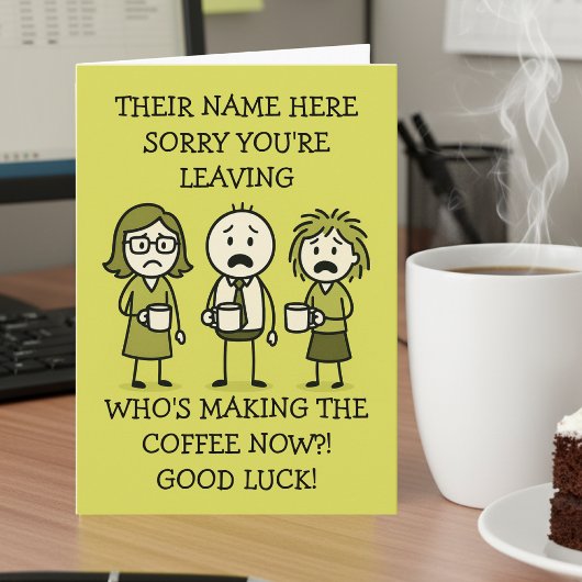 Funny Coffee-Themed Colleague Leaving Card Kaart