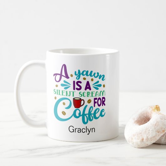 Funny Coffee Yawn Koffiemok (Met donut)