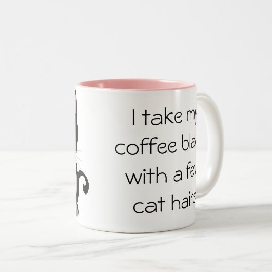 Funny Coffee zwart met kattenhaar Mok (Voorkant rechts)