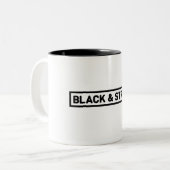 Funny coffeesnoes tweekleurige koffiemok (Voorkant links)