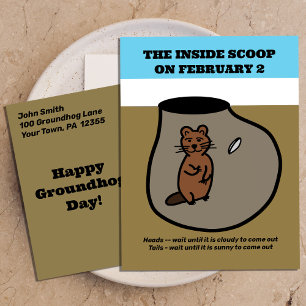 Funny Coin Toss Groundhog Day Briefkaart