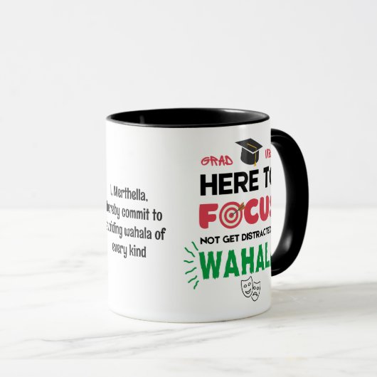 Funny College Student AFSTUDEERDER VIBES No Wahala Mok (Voorkant rechts)