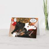 Funny Collie & Black Cat Christmas Kaart (Voorkant)
