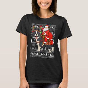 Funny Collie Dog Santa Riding Collie Ugly Christm T-shirt