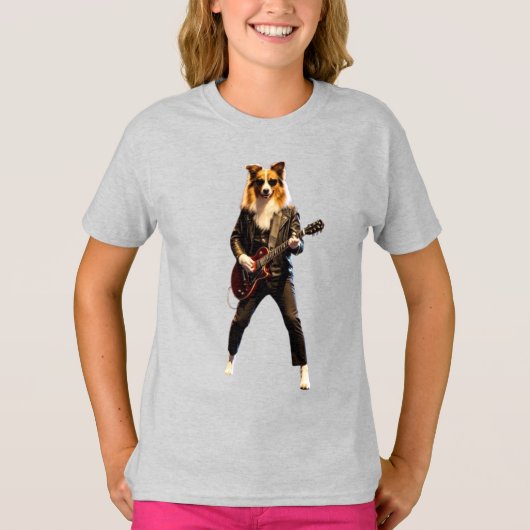 Funny Collie Rockster Kids T-Shirt (Voorkant)