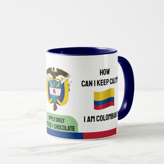 Funny Colombia Keep Calm Text, Colombiaanse vlag Mok (Voorkant rechts)