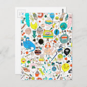 Funny Colorful Alien Monsters Party Briefkaart (Voorkant / Achterkant)