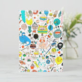 Funny Colorful Alien Monsters Party Feestdagenkaart (Staand voorkant)