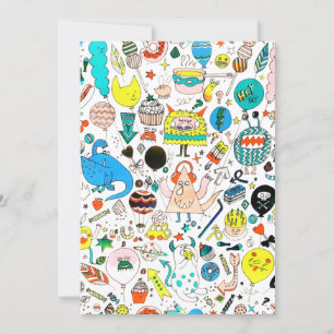 Funny Colorful Alien Monsters Party Feestdagenkaart