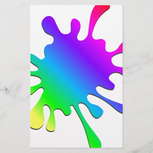 Funny Colorful Art Rainbow Paint Splatter Briefpapier (Voorkant)