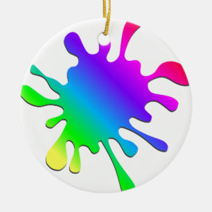 Funny Colorful Art Rainbow Paint Splatter Keramisch Ornament