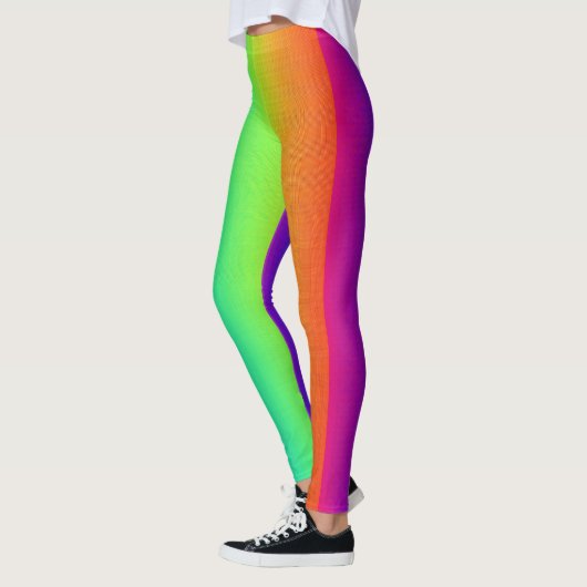 Funny Colorful Bright Rainbow Stripes Pattern Leggings (Links)
