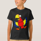 Funny Colorful Cartoon Parrot Bird T-shirt (Voorkant)