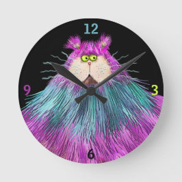 Funny Colorful Cat Ronde Klok