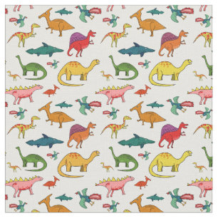 Funny Colorful Dinosaurs Stof