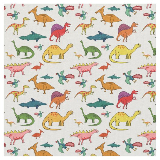 Funny Colorful Dinosaurs Stof (Close Up)