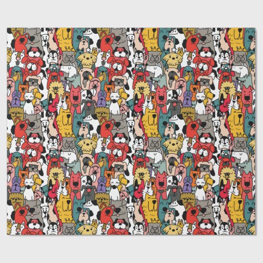 Funny Colorful Dogs Cadeaupapier (Vlak)