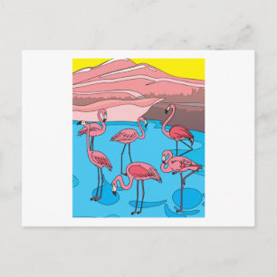 Funny Colorful Flamingos Free Natuur Briefkaart