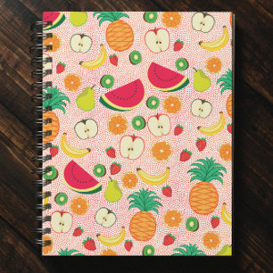 Funny Colorful Fruits Summer Healthy Vegetarian Notitieboek