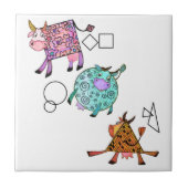 Funny Colorful Geometric Cute Cows Cartoon Tekenin Tegeltje (Voorkant)