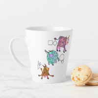 Funny Colorful Geometric Cute Koe Cartoon Tekening