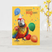 Funny Colorful Hybrid Macaw Parrot Birthday Kaart (Gele Bloem)